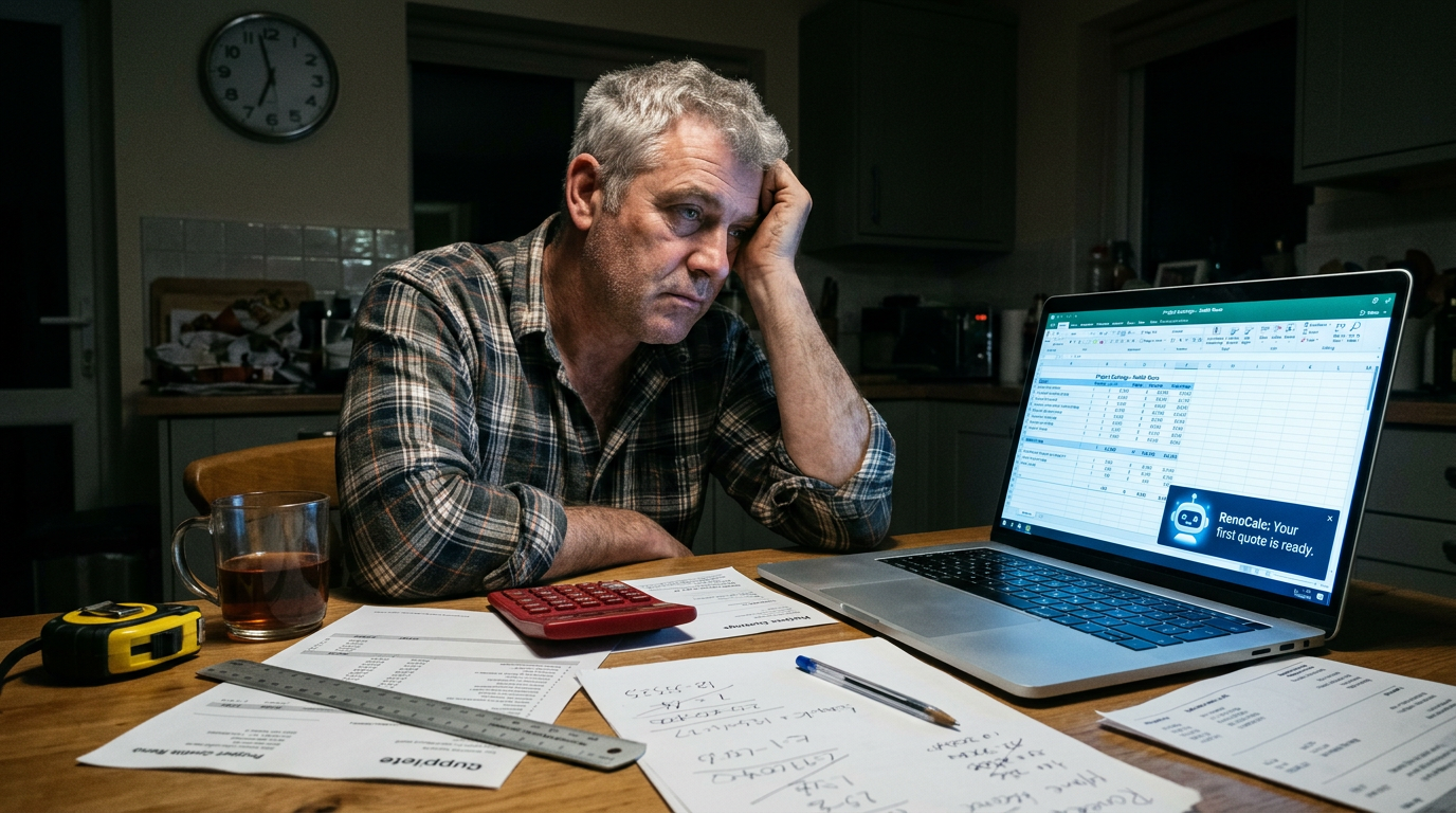 builder late night manual quoting exhausted spreadsheets