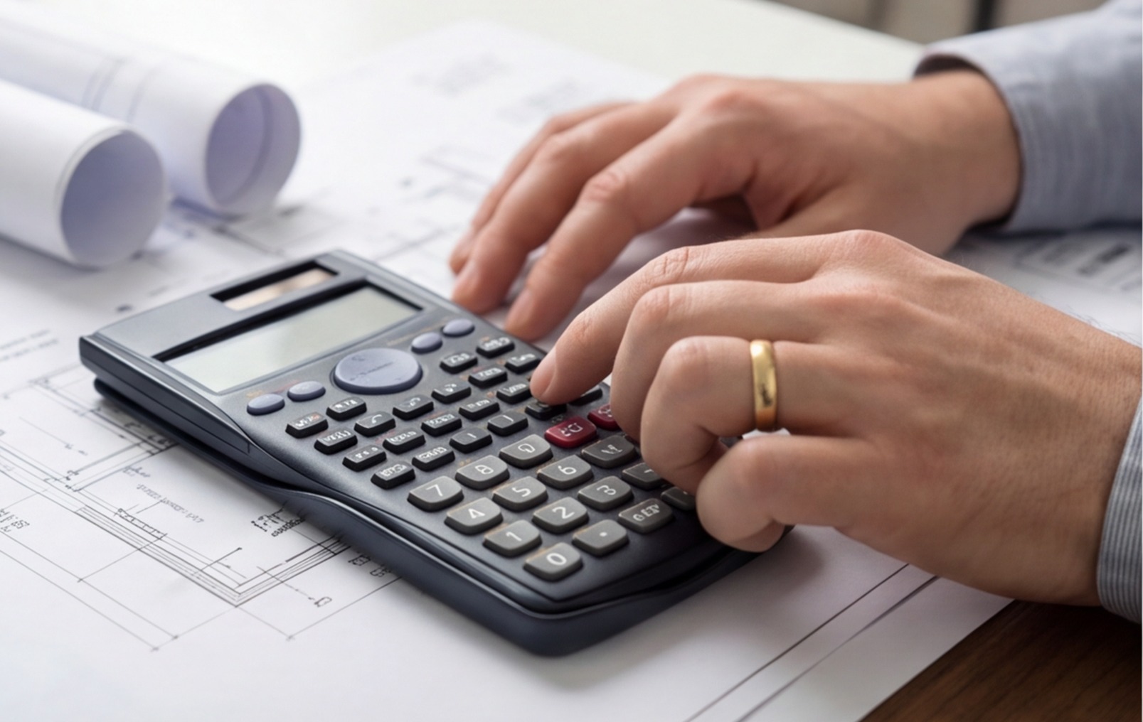 quantity surveyor calculator close up