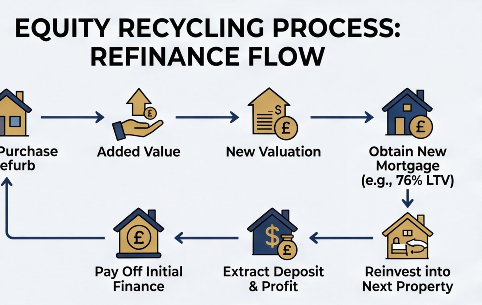 brrrr refinance equity recycling flowchart