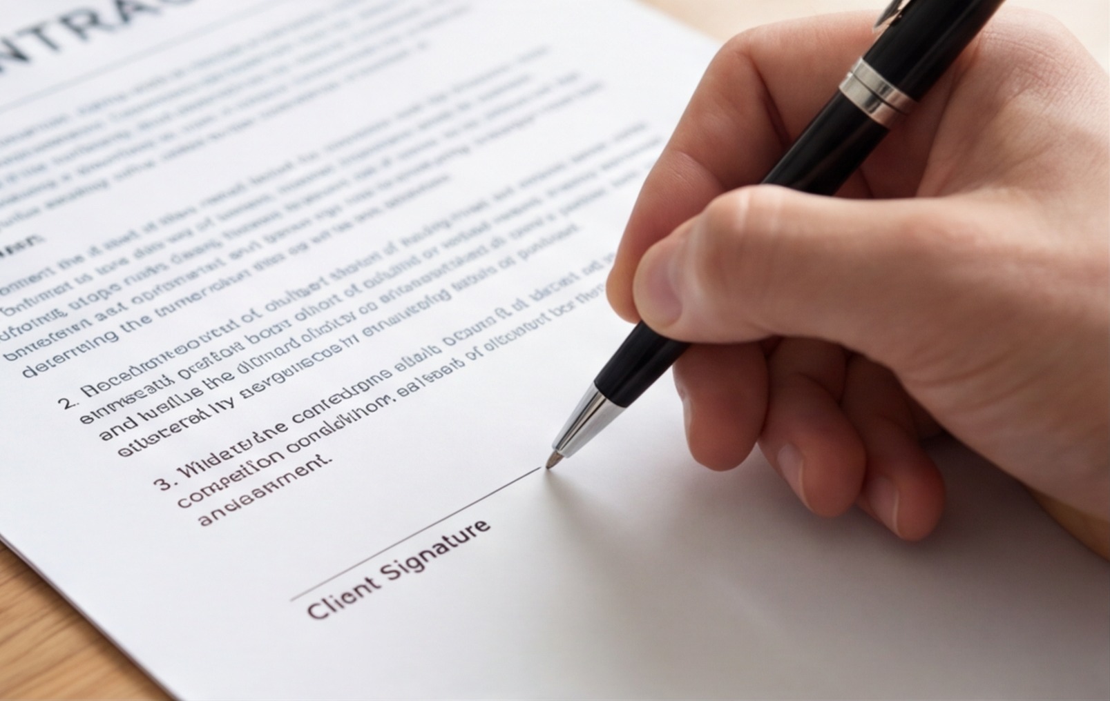building contract signing close up
