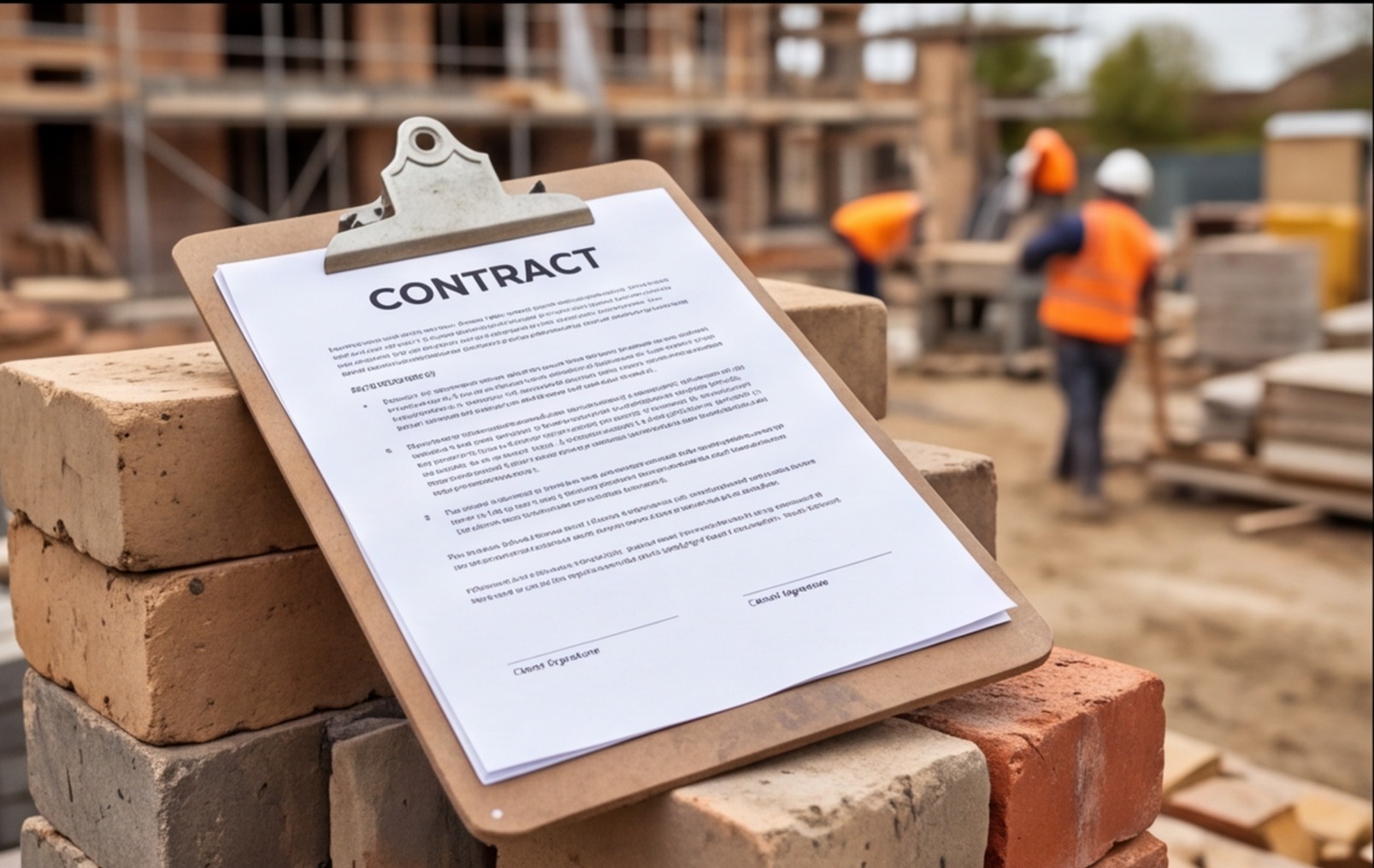 folded building contract clipboard site