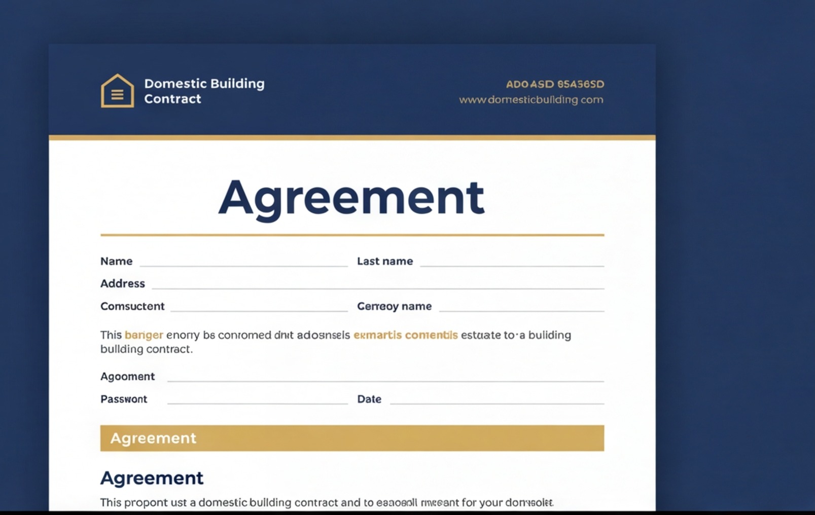sample domestic building contract page uk