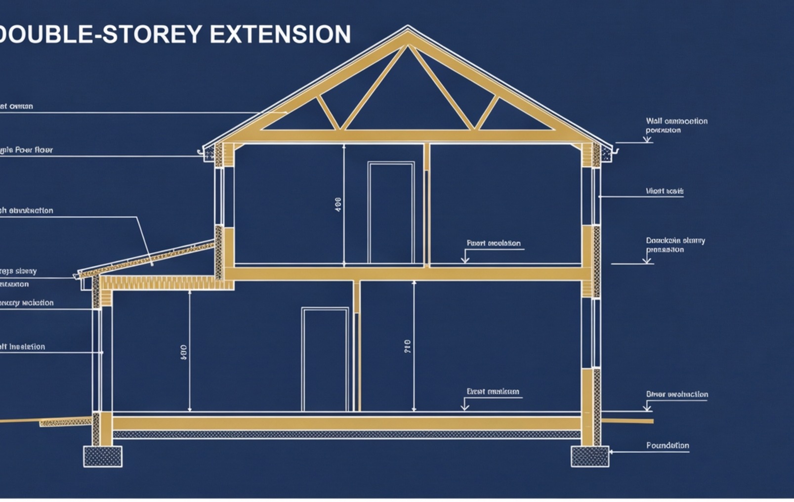 double storey extension diagram uk