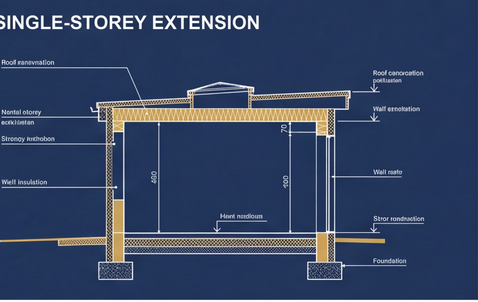 single storey extension diagram uk