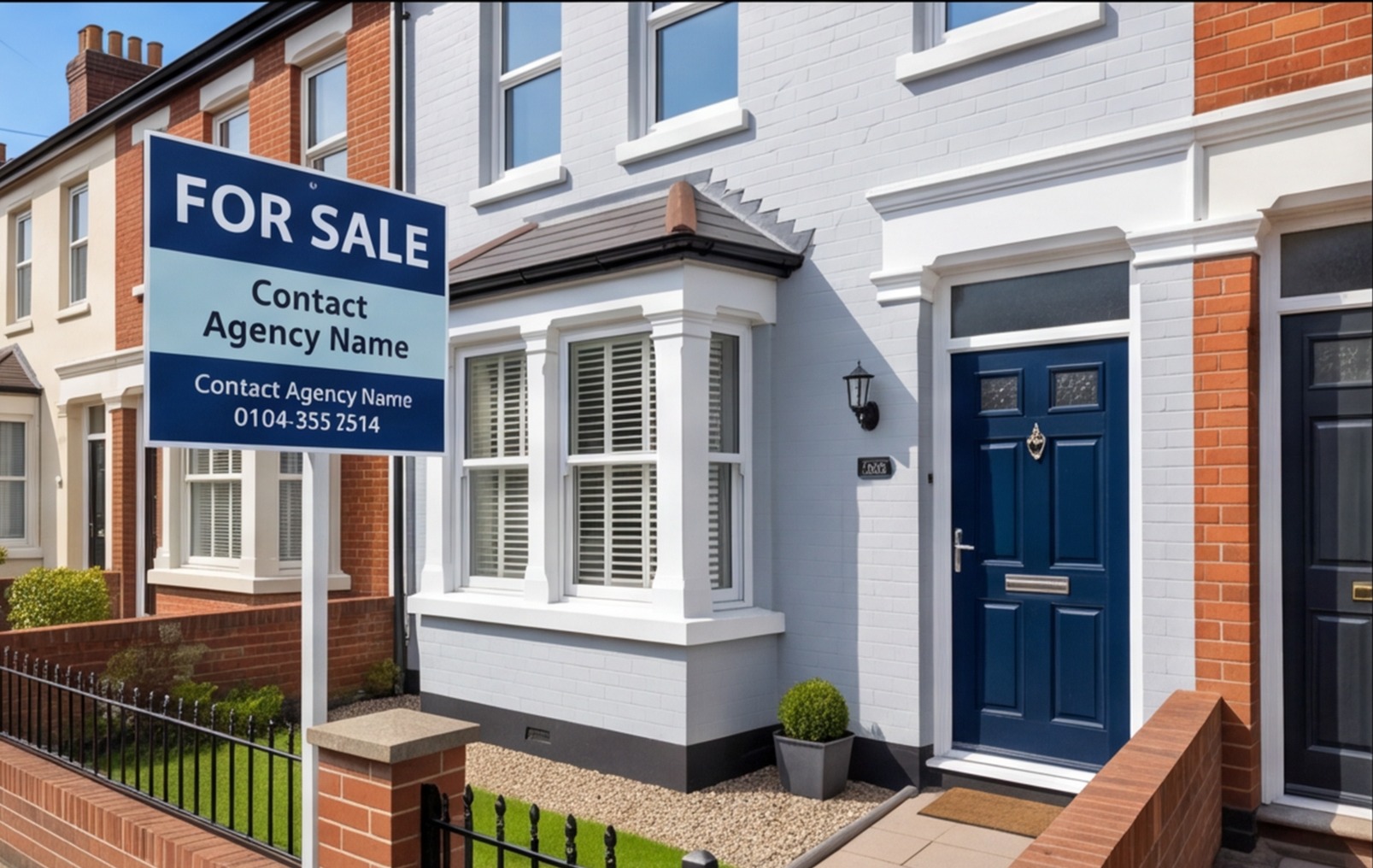 for sale sign terraced house uk
