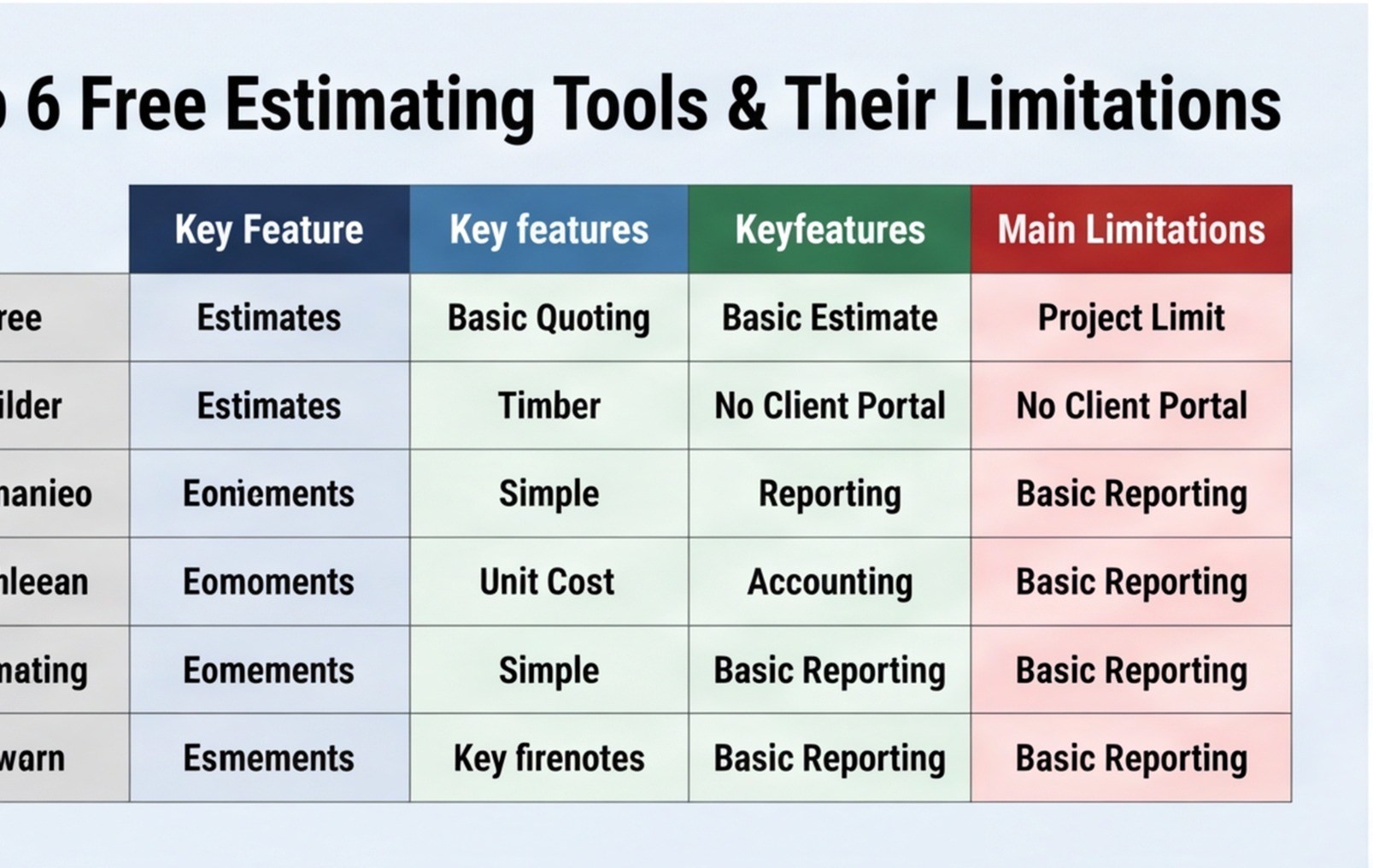 free estimating tools comparison uk