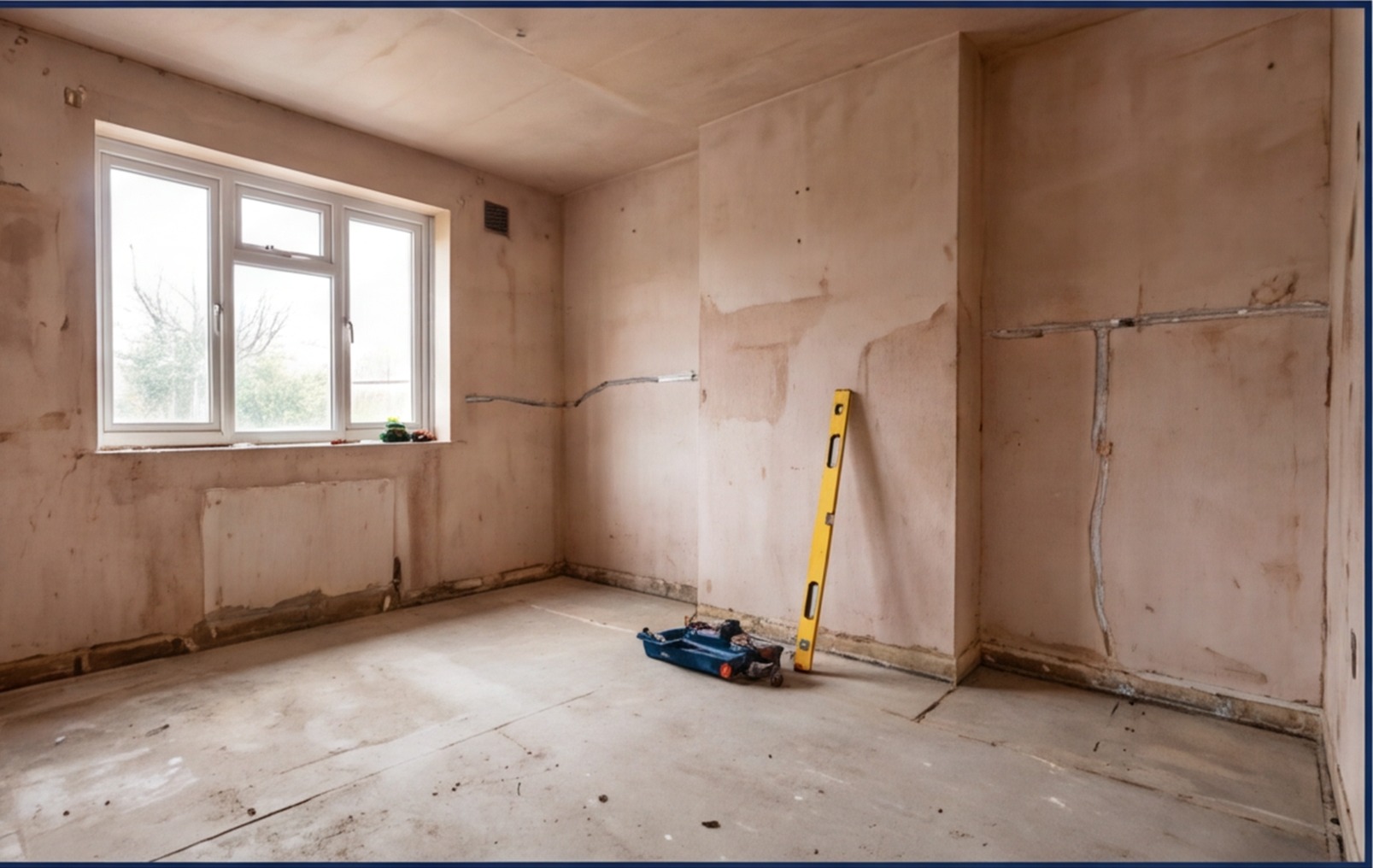 stripped out room pre refurb uk