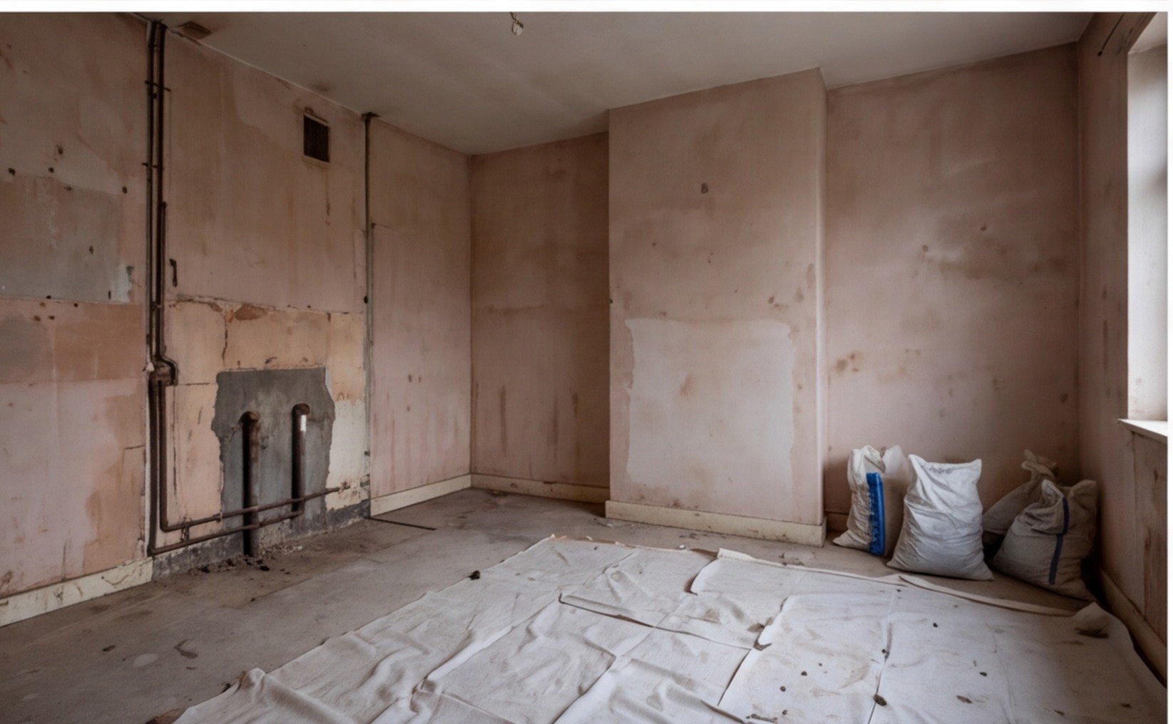 stripped out room mid renovation