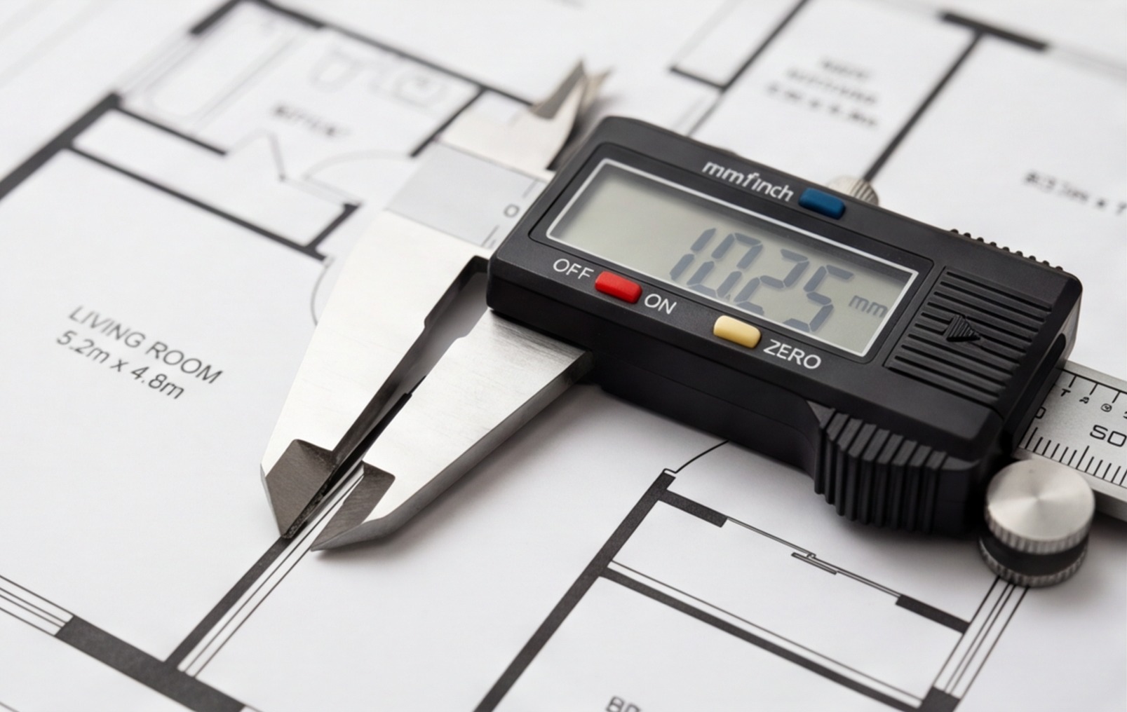 digital callipers floor plan close up