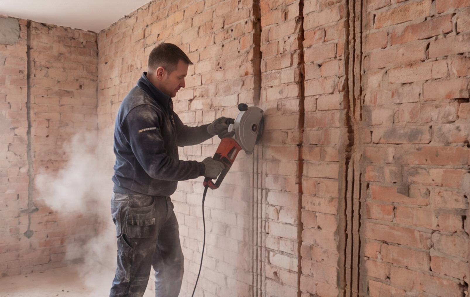 electrician chasing walls cable runs