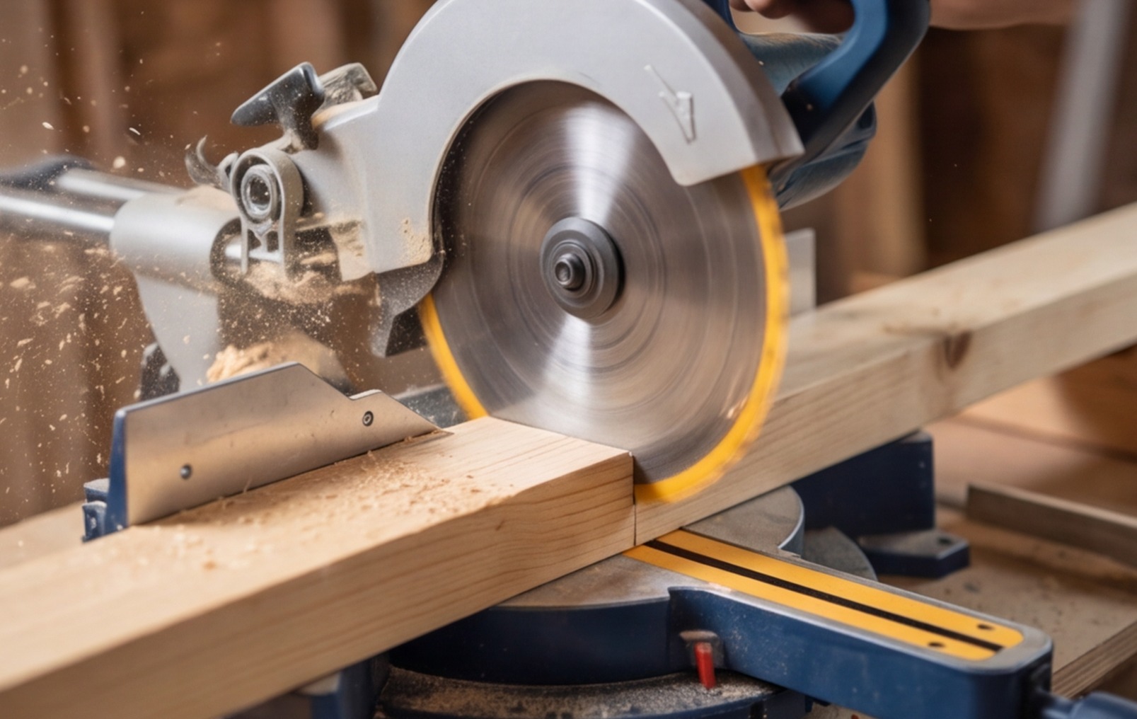cls timber mitre saw cutting