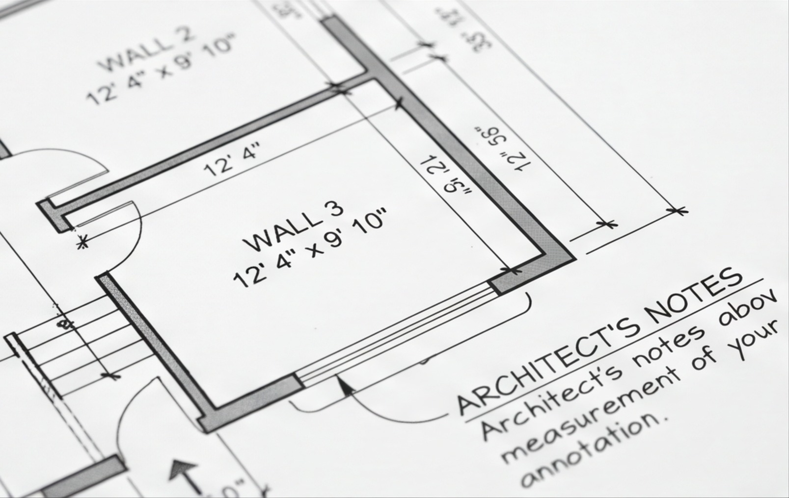 floor plan annotation notes close up