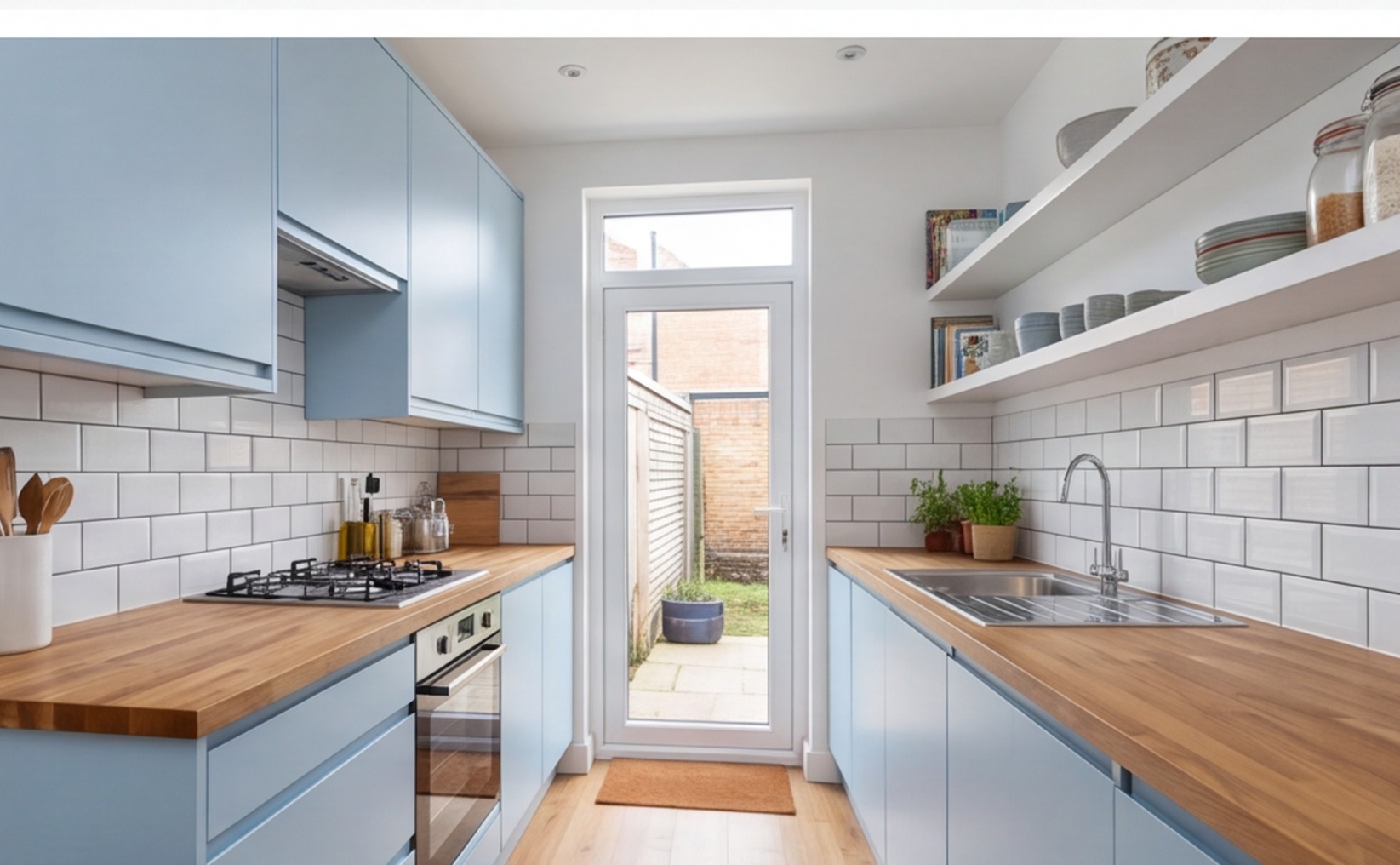 galley kitchen renovation uk terrace