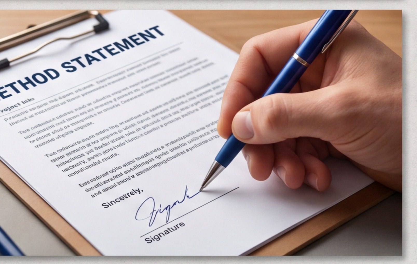 method statement signing close up