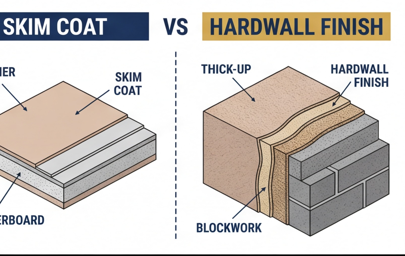 skim coat vs hardwall comparison uk