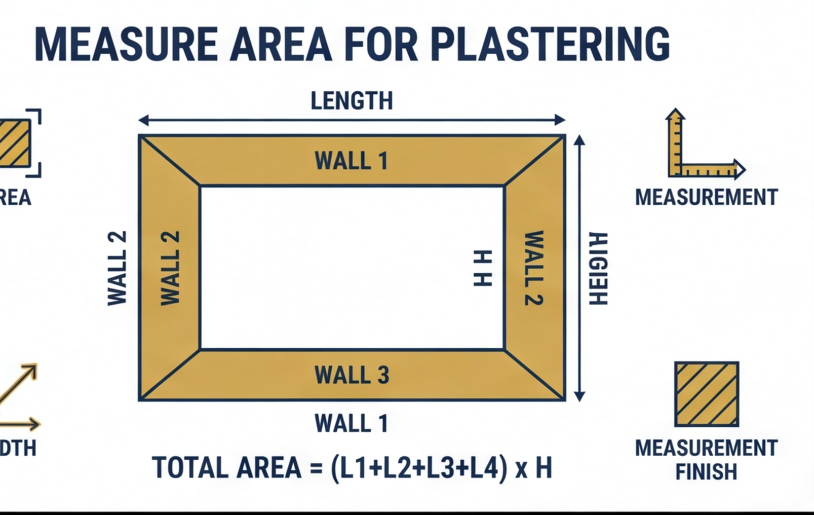 wall area measurement plastering diagram uk