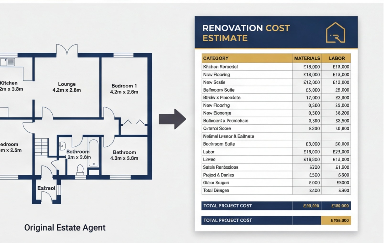 floor plan to renovation estimate comparison