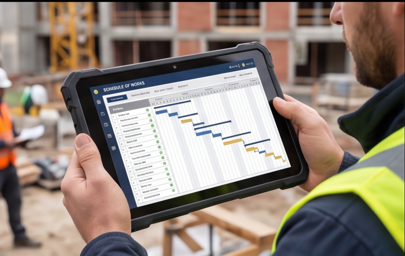 tablet digital schedule construction site