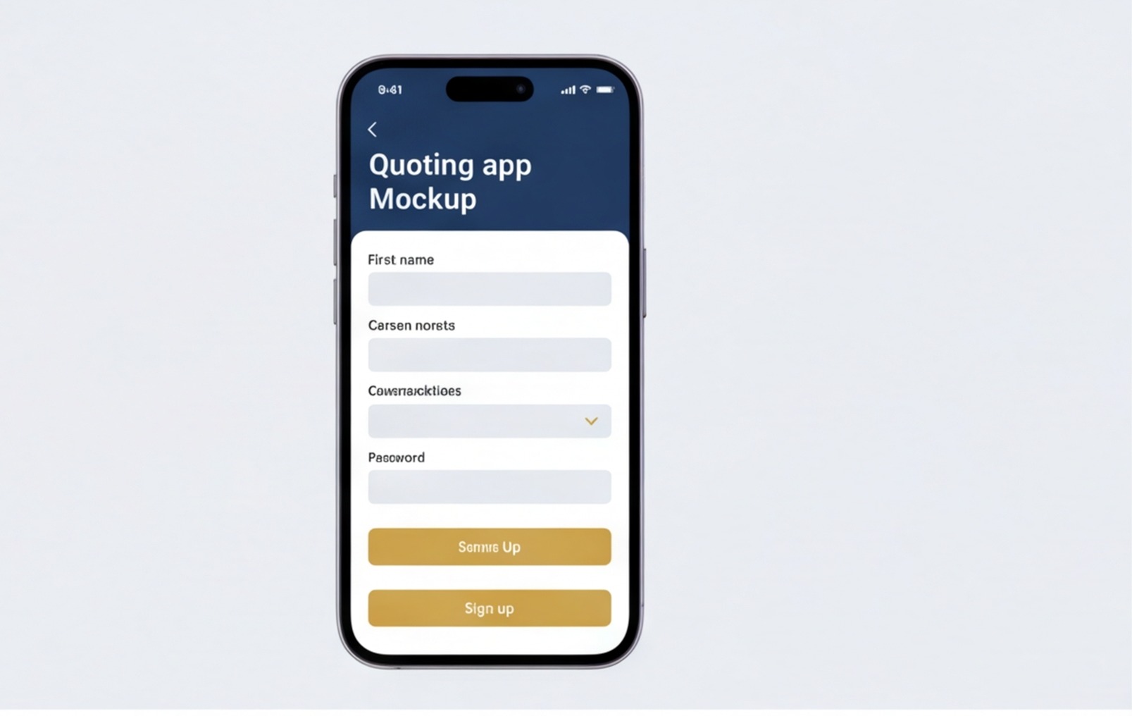 basic quoting app ui mockup