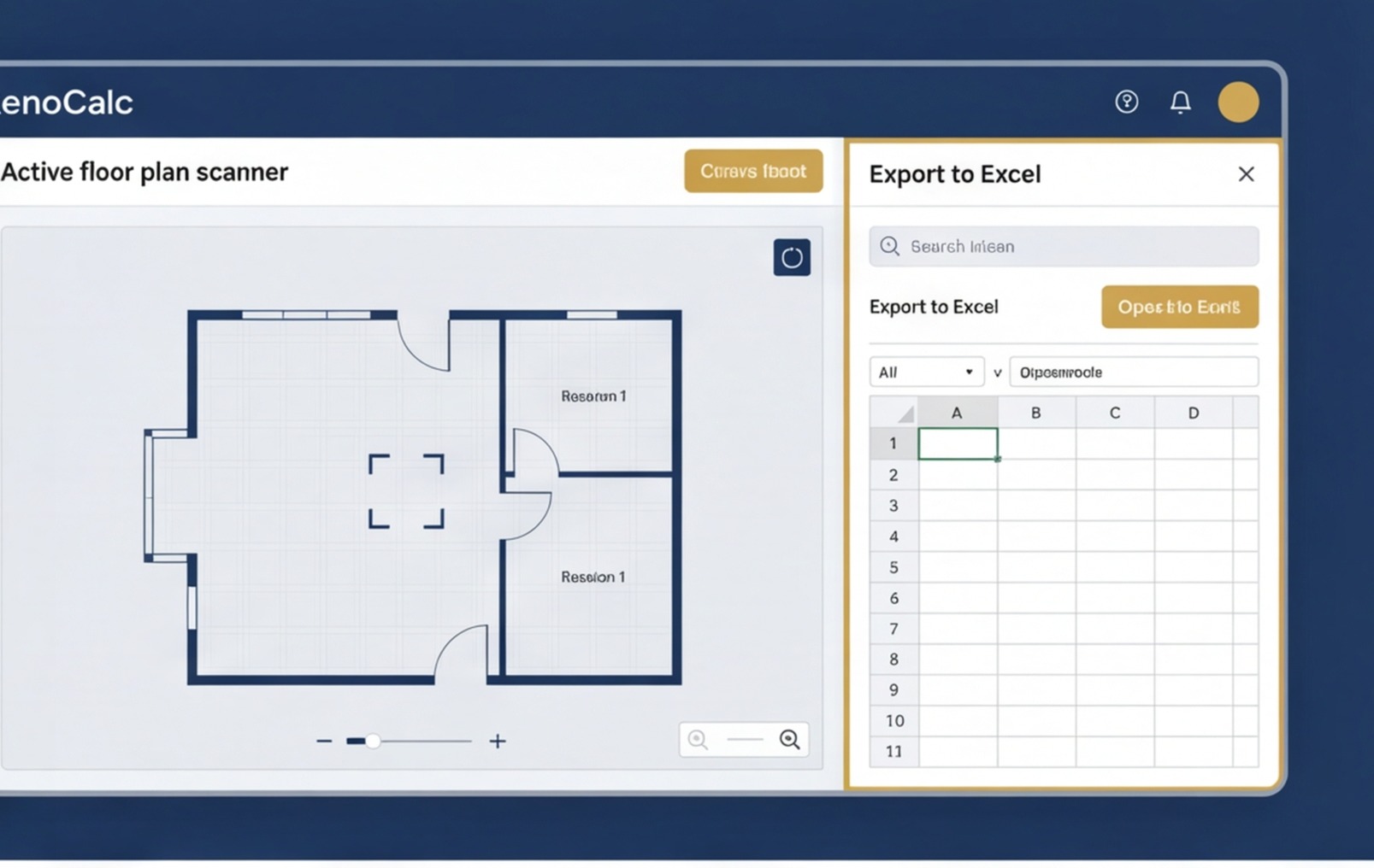 renocalc style quoting ui mockup