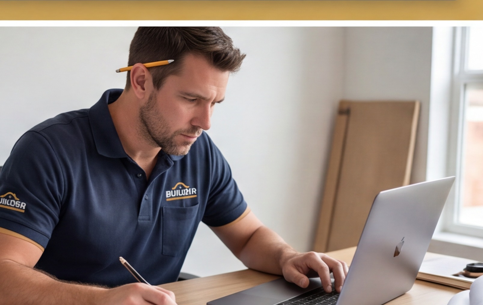 builder evaluating software laptop