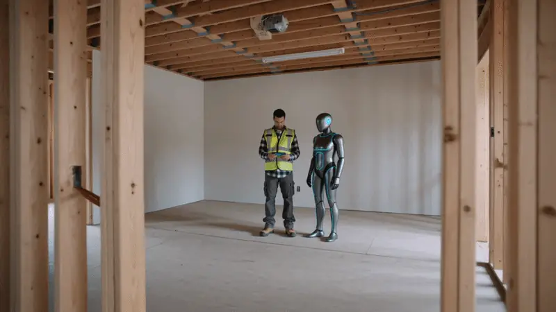 RenoCalc AI robot scanning a construction site to build a renovation quote