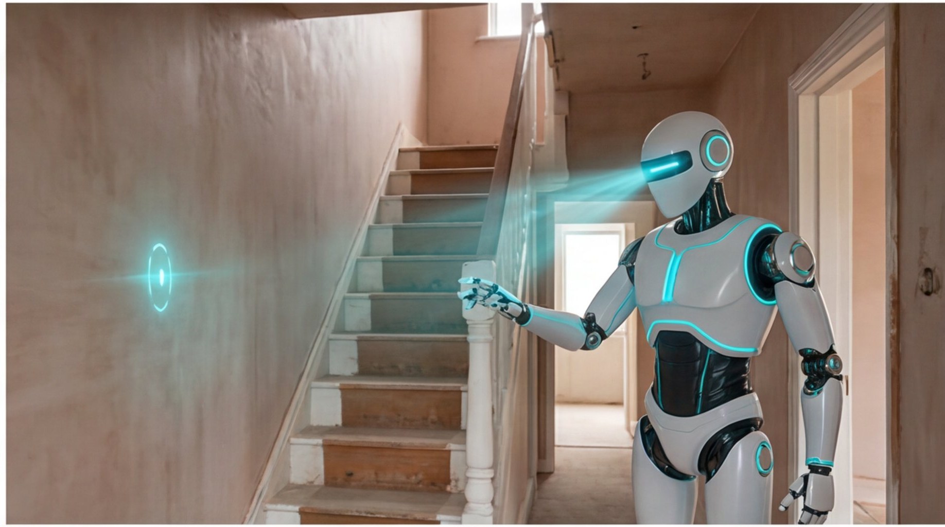 AI scanning a UK hallway and staircase renovation floor plan for a free quote