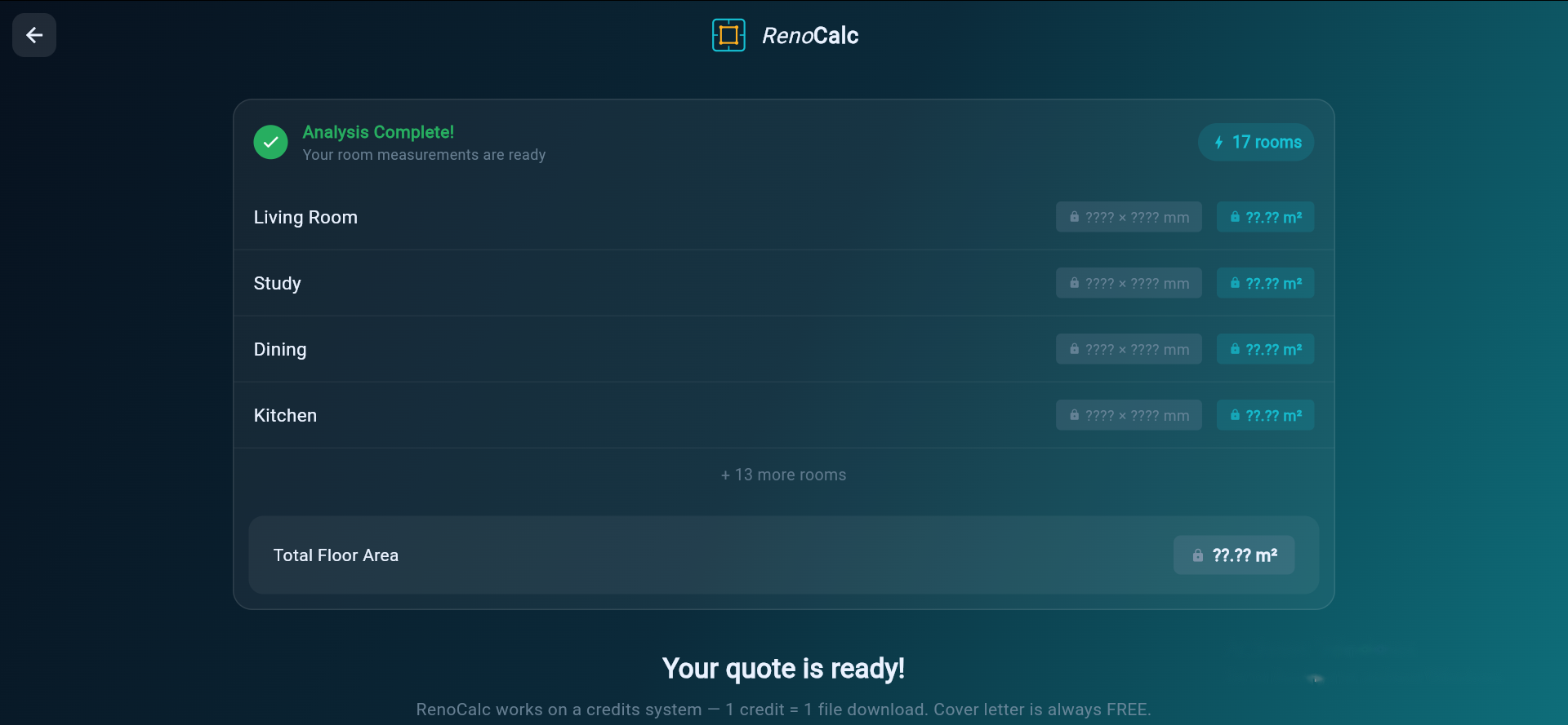 Analysis complete with the quote ready to unlock