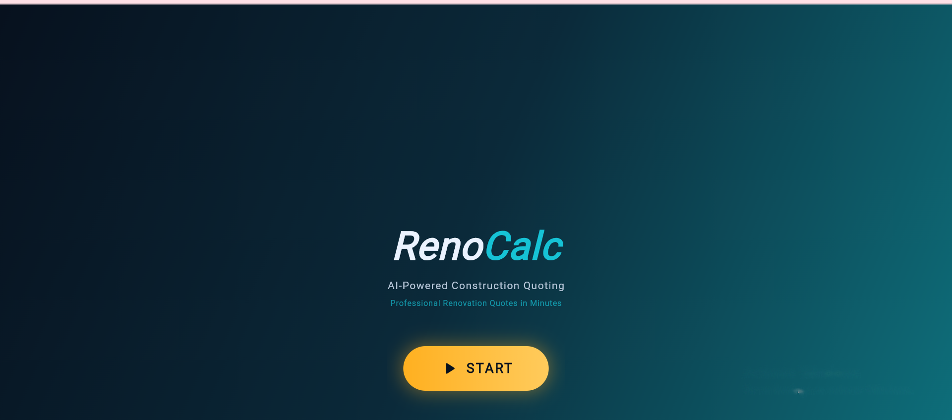 RenoCalc app start screen